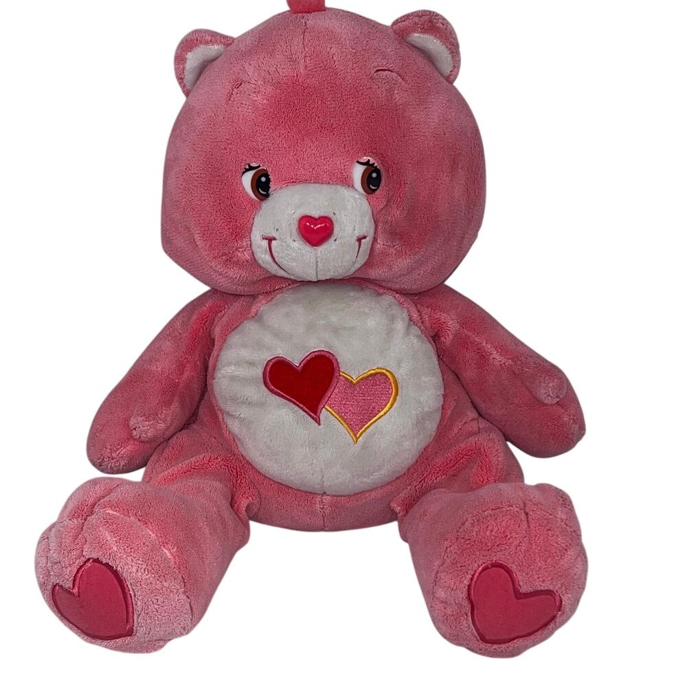 Vintage 2006 Care Bears Love-a-Lot Plush 20" Pink Red Hearts Large Stuffed
